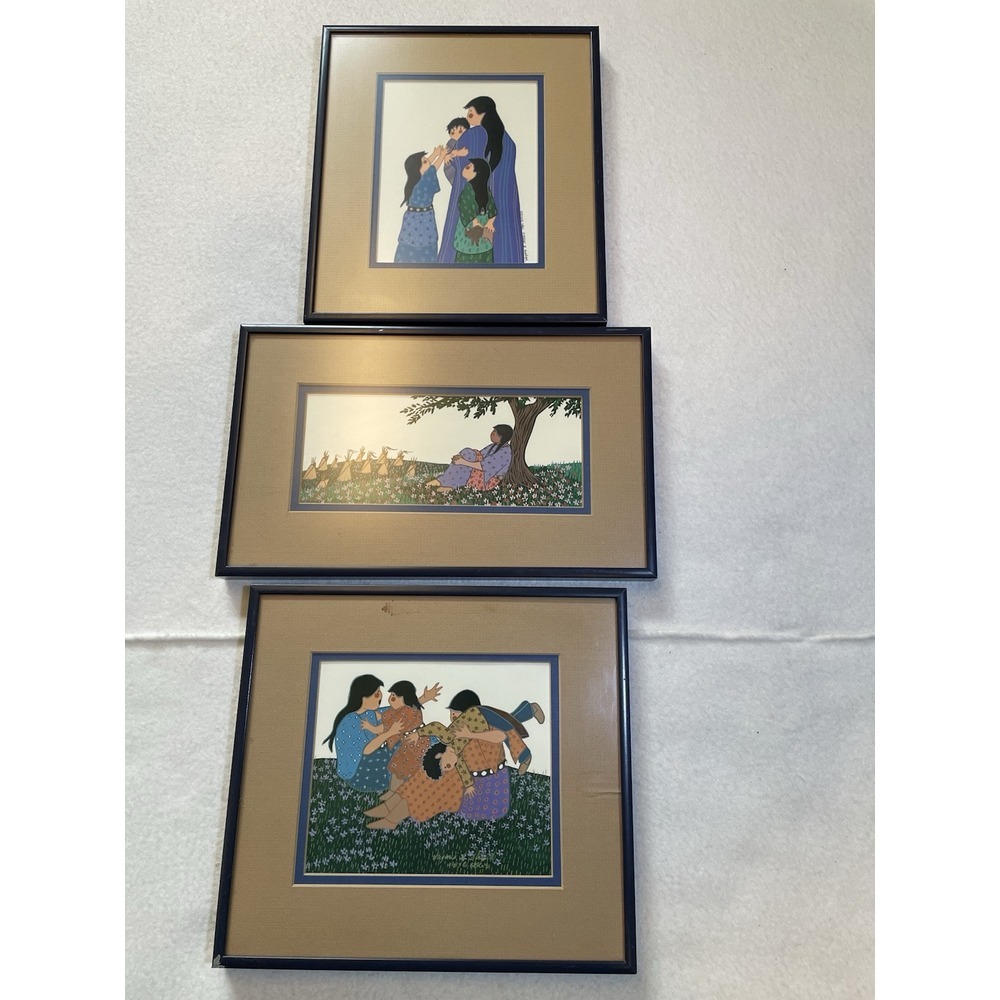 Virginia A Stroud Art Prints‎ Framed Native American Women Kids 70's Western